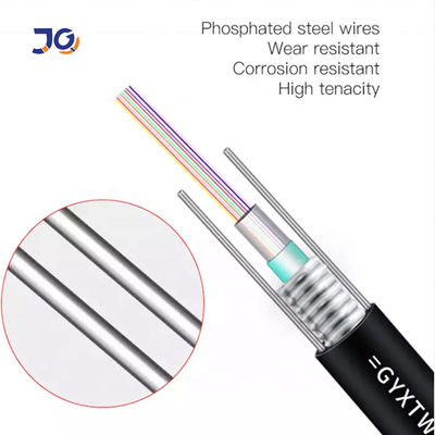 mode tunggal luar ruangan G652D 4 6 8 12 16 24 inti kabel serat optik lapis baja dengan kawat baja fibra optic gyxtw