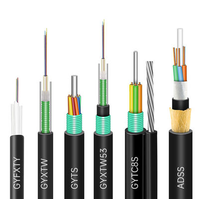 Double Jacket Double Armoring Gambar 8 GYFTC8S53 Aerial 6 24 48 96 Core Fiber Optic G652d Kabel Per Meter